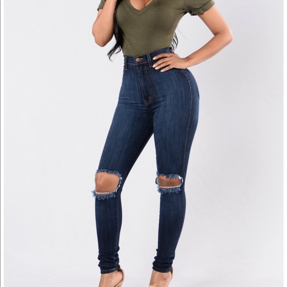Dark wash high waist skinny jeans